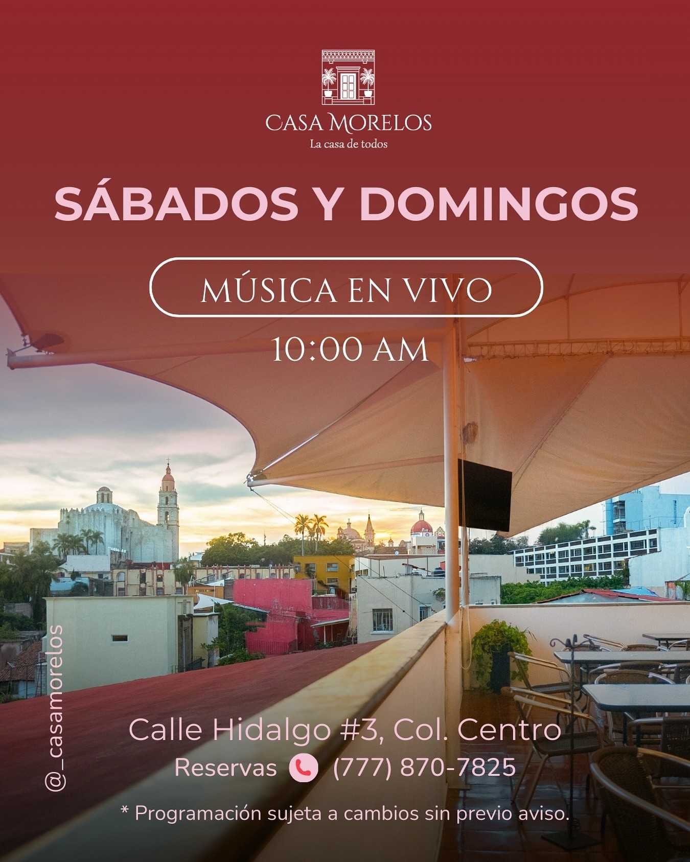 Terraza de Casa Morelos con vista a la Catedral